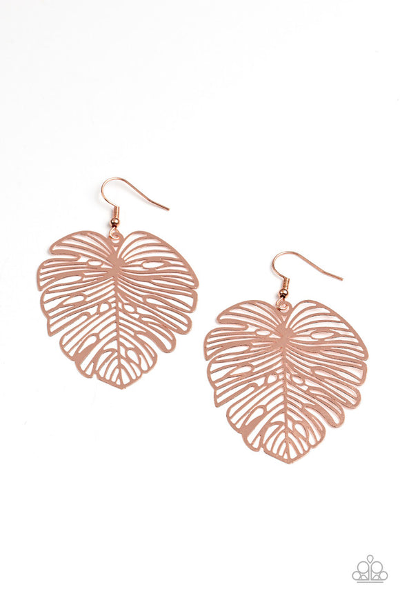 Palm Palmistry Copper Paparazzi Earrings #1398